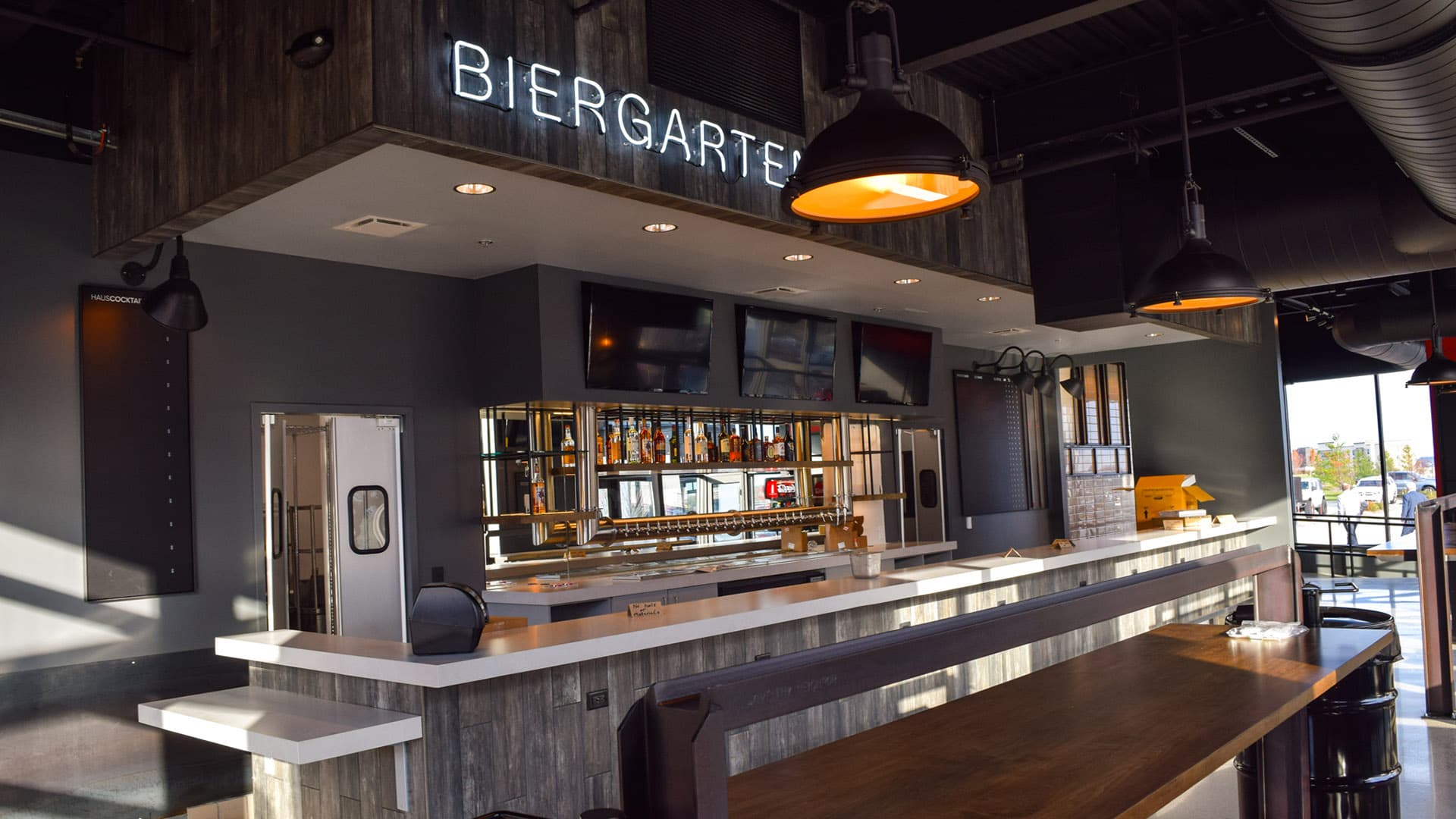 Interior of the Ballpark Commons location of Dog Haus
