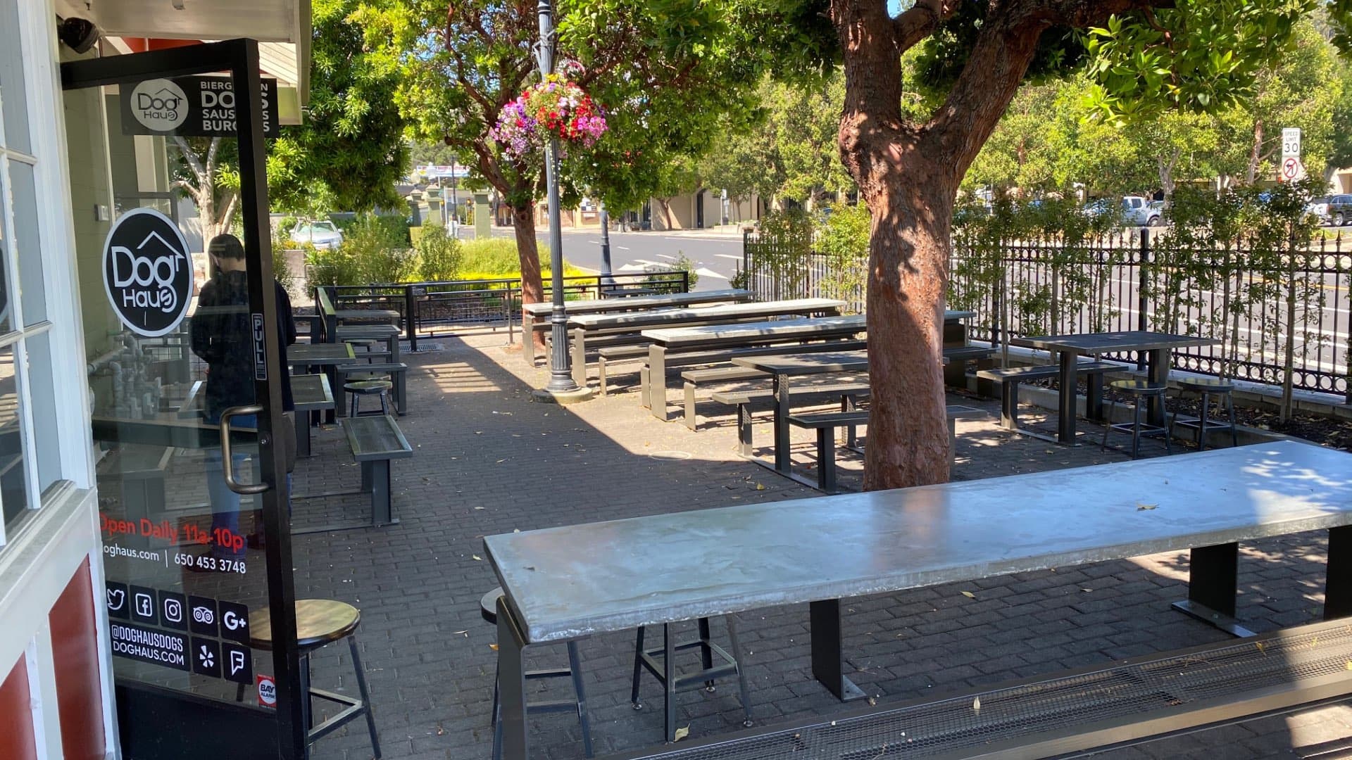 Out door seating area for the Belmont location 
